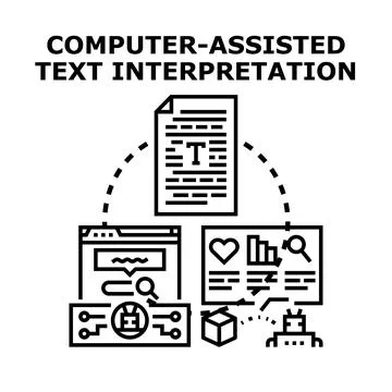 Computer assisted text interpretation process concept Stock Illustration