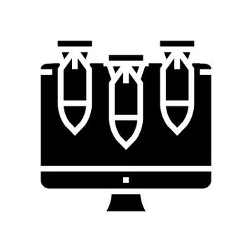 Computer attack glyph icon vector illustration 스톡 일러스트