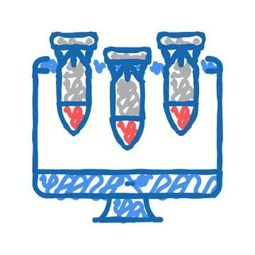 Computer attack icon doodle illustration イラスト素材