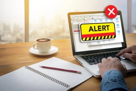 Computer Attention Alert Connection Interrupted Warning and Atte Stock Photos