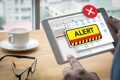 Computer Attention Alert Connection Interrupted Warning and Atte Stock Photos