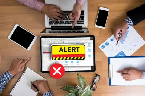 Computer Attention Alert Connection Interrupted Warning and Atte Stock Photos
