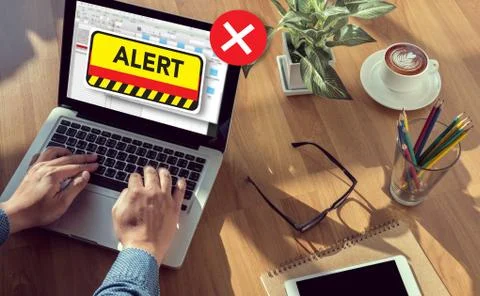 Computer Attention Alert Connection Interrupted Warning and Atte Stock Photos