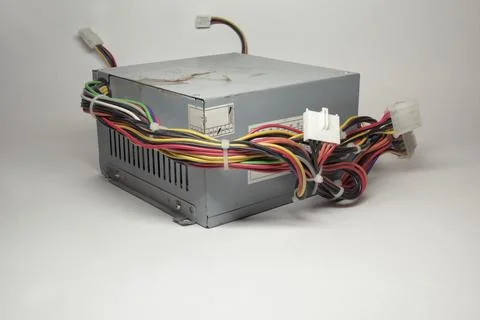 Computer ATX power supply unit front side with ventilation openings. colorf.. Stock Photos