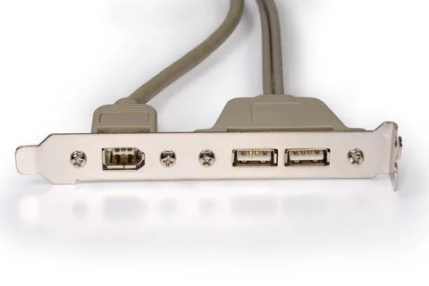 Computer back bracket with connectors for connecting external devices Stock Photos