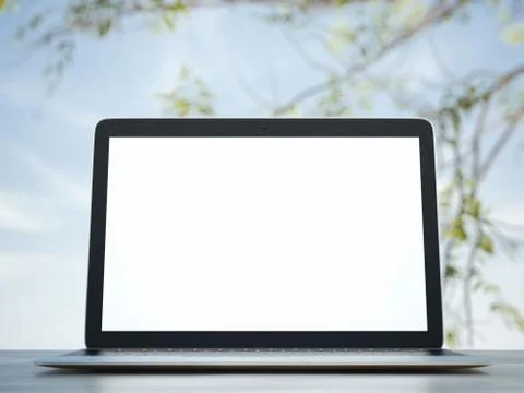 Computer on a background of blue sky Stock Illustration