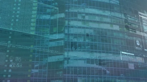 Computer background with elements of interface, coding or IT technologies Stock Footage 83495051