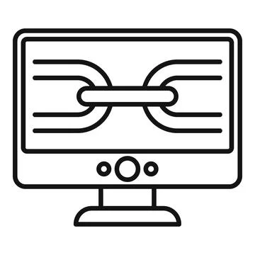 Computer backlink strategy icon, outline style Stock Illustration