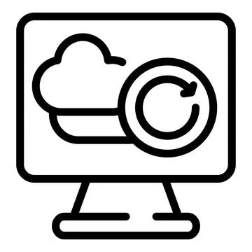 Computer backup icon, outline style 스톡 일러스트
