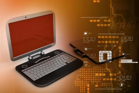 Computer bag with laptop Stock Illustration
