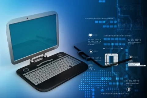 Computer bag with laptop Stock Illustration