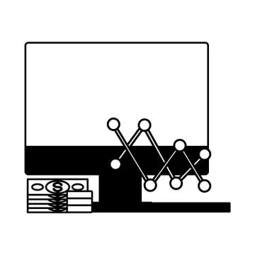 Computer banknote coins chart Illustrazione stock