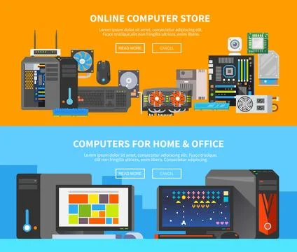 Computer banners. Flat design 2 Illustrazione stock