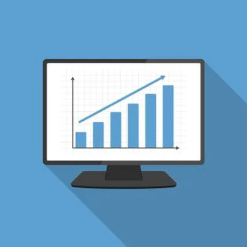 Computer with Bar Graph Illustrazione stock