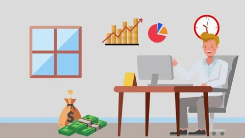 Computer-based online business concept animation Stock Footage 279432646