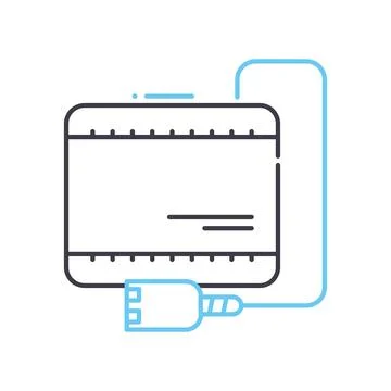 Computer battery line icon, outline symbol, vector illustration, concept sign Illustrazione stock