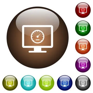 Computer benchmark color glass buttons Illustrazione stock