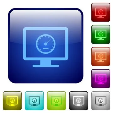 Computer benchmark color square buttons Illustrazione stock