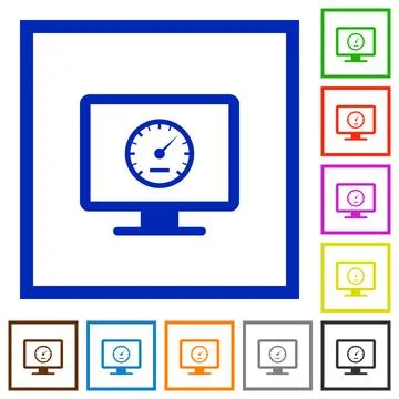 Computer benchmark flat framed icons イラスト素材