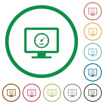Computer benchmark flat icons with outlines イラスト素材
