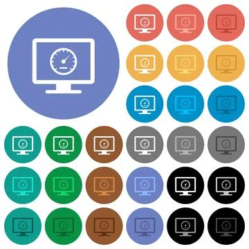 Computer benchmark round flat multi colored icons Illustrazione stock