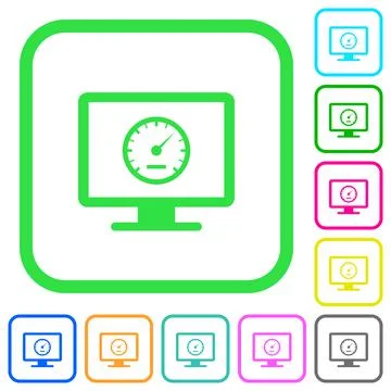 Computer benchmark vivid colored flat icons 스톡 일러스트