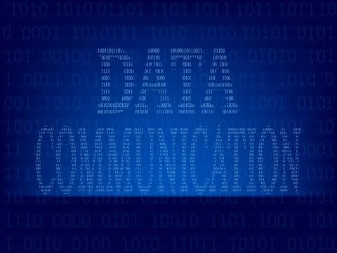 Computer binary code on Blue screen Stock Illustration