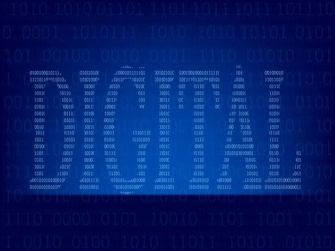 Computer binary code on Blue screen 스톡 사진