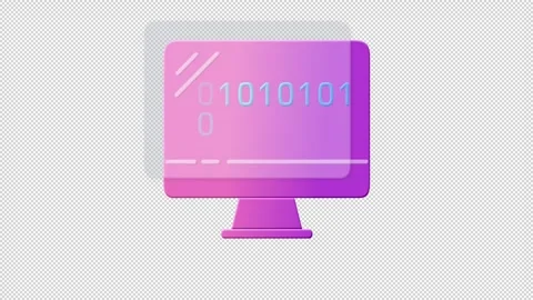 Computer Binary Code line icon on the Alpha Channel Stock Footage 240680265