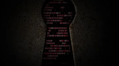 Computer binary code through the keyhole Stock Footage 49172977