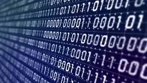 Computer binary digital string information flow big data rolling Video stock 171490760