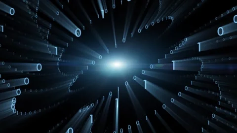 Computer binary numbers rotation with lens flare light Stock Footage 323493099