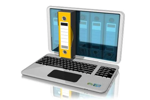 Computer Binders Documents 001 - 3D illustration Stock Illustration