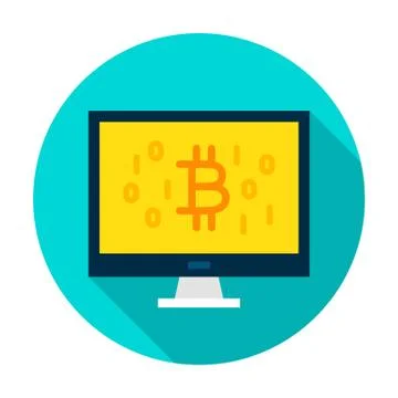 Computer Bitcoin Circle Icon イラスト素材