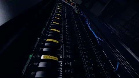Computer for Bitcoin mining. Cables plug to motherboard for mining machine Stock Footage 80144846