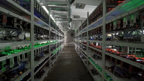 Computer for Bitcoin mining. Cryptocurrency computer with many peripheral slots Stock Footage 94815246