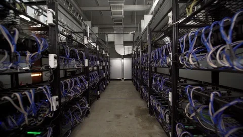 Computer for Bitcoin mining. Cryptocurrency computer with many peripheral slots Stock Footage 94816199