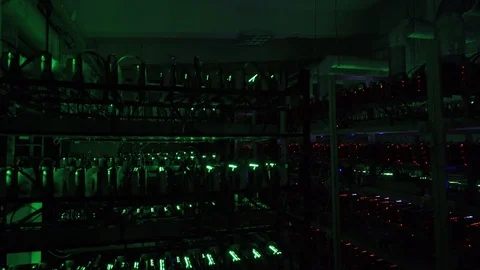 Computer for Bitcoin mining. Cryptocurrency computer with many peripheral slots Stock Footage 94821210