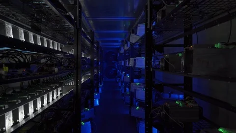 Computer for Bitcoin mining. Cryptocurrency computer with many peripheral slots Stock Footage 94822727