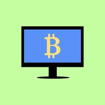 Computer with bitcoin sign Stock Illustration