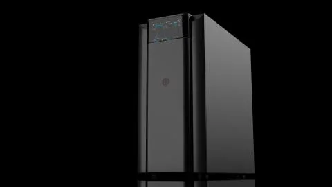 Computer on black background Stock Illustration