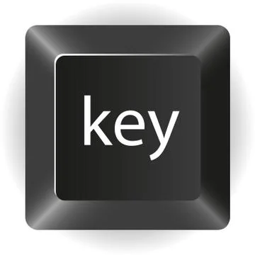 Computer black key, isolated on white background, vector illustration Stock Illustration