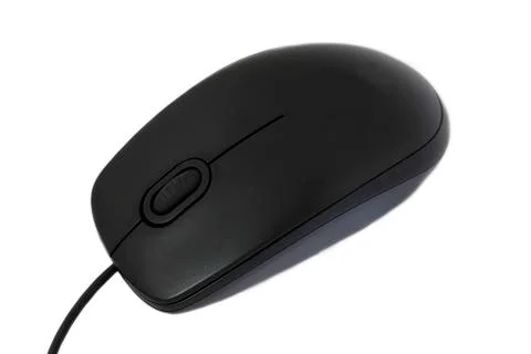 Computer black wire mouse isolated on white background Stock Photos