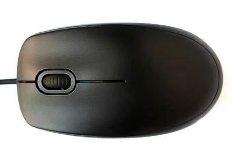 Computer black wire mouse isolated on white background Stock Photos