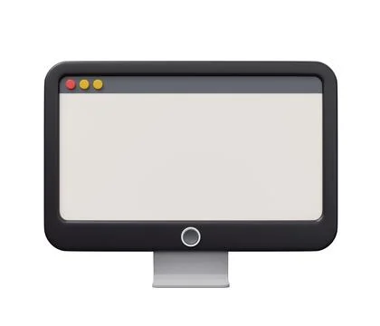 Computer blank screen 3d icon. 3d render cartoon minimal icon illustration Illustrazione stock