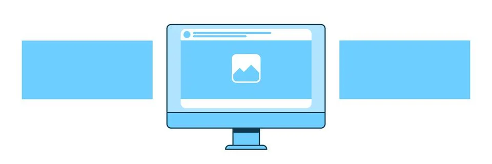 Computer with Blank Social Media Posts Carousel Template Stock Illustration