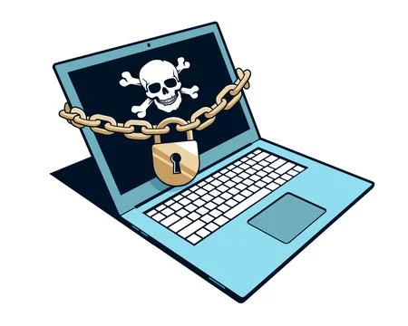 Computer blocking by hackers for ransom Stock Illustration