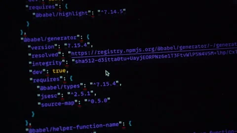 Computer blue code running over black screen of laptop Stock Footage 161256610