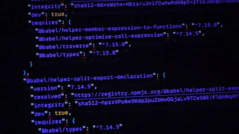 Computer blue code running over black screen of laptop Stock Footage 161256971