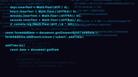 Computer blue programming code scroll Stock Footage 237605133